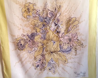 Vintage STYLISH JACQUES FATH French Silk Scarf in Boho Chic 