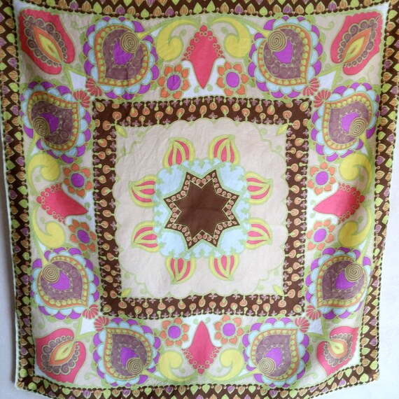 1960s PSYCHEDELIC FLORAL SCARF of vintage French … - image 2