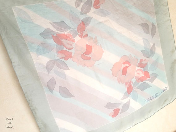 1960s FRENCH PASTEL ROSES Silk Scarf by Puccini P… - image 4