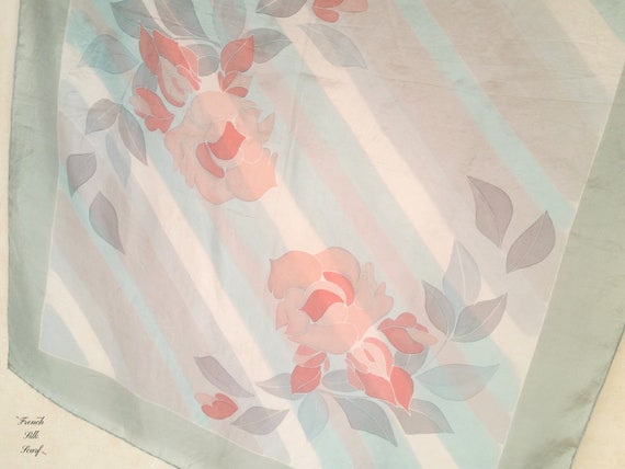 1960s FRENCH PASTEL ROSES Silk Scarf by Puccini P… - image 3