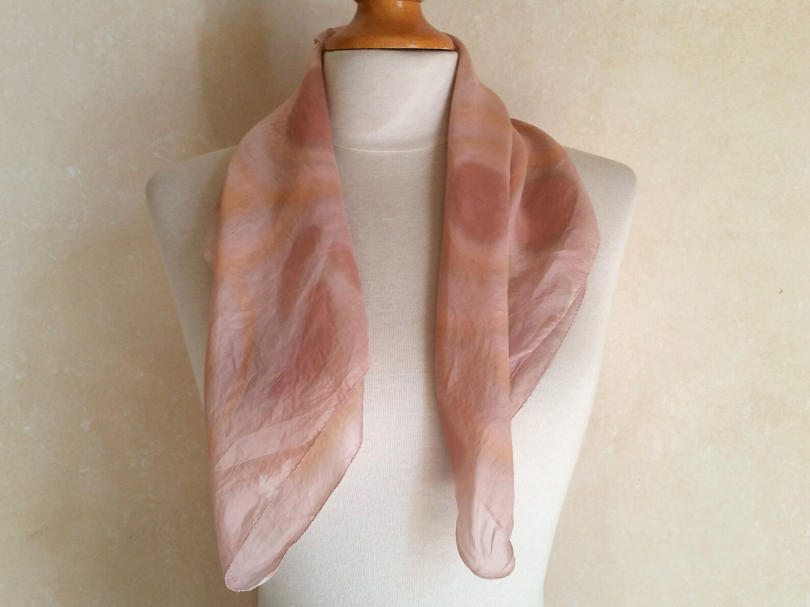 Vintage AGNES B. PARIS Minimalist Design Pink Muffler Scarf Shawl Fringes
