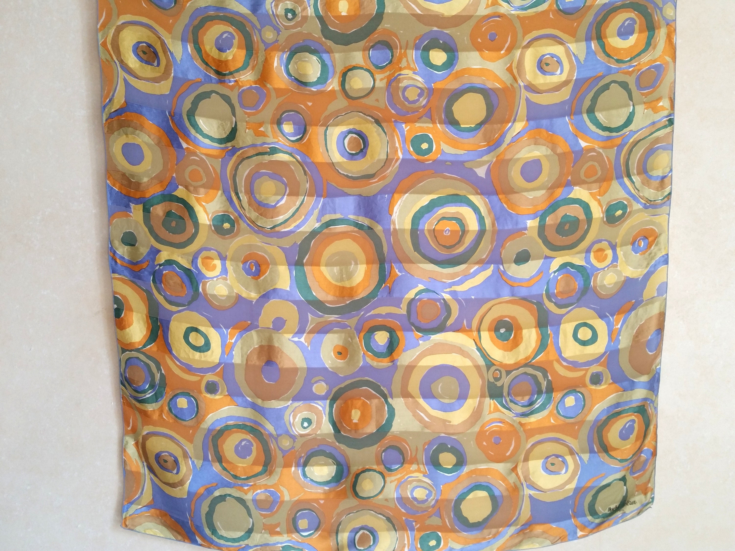 Foulard Vintage Michel Paris - Carré En Soie 100% - Motif Floral Multicolore