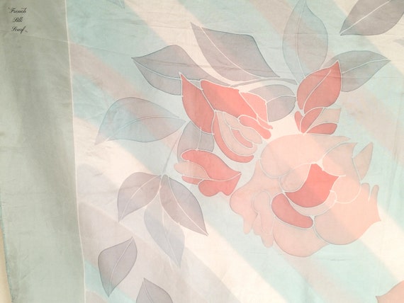 1960s FRENCH PASTEL ROSES Silk Scarf by Puccini P… - image 5