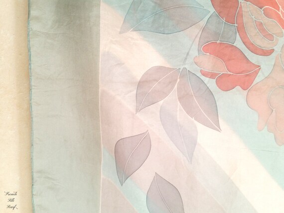 1960s FRENCH PASTEL ROSES Silk Scarf by Puccini P… - image 9