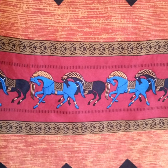 1950s Vintage FRENCH SILK SCARF of galloping hors… - image 5