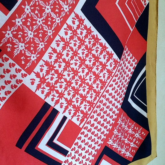 Vintage Quilt Design French Silk Scarf of geometric a… Gem