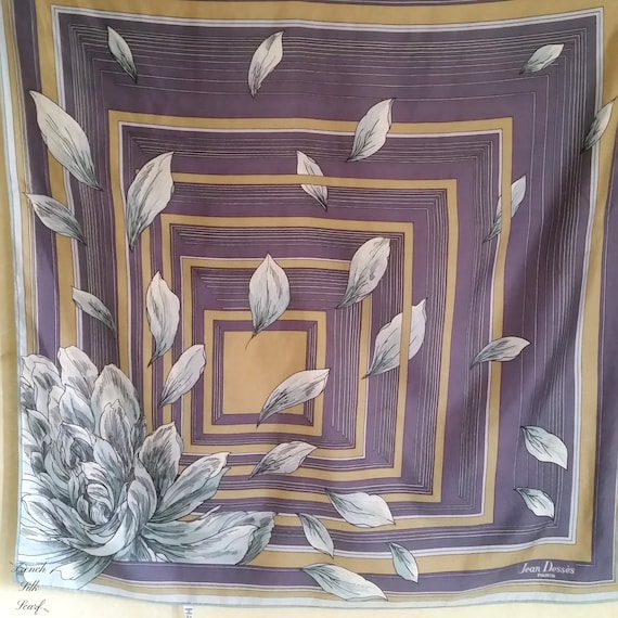 1950s VINTAGE JEAN DESSES French Silk Scarf of lar