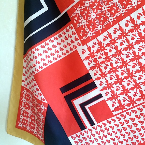 Vintage Quilt Design French Silk Scarf of geometric a… Gem