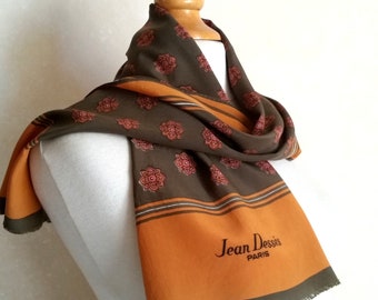 Peach Accessories LV Inspired Fine Scarf With Bloc Border Brown