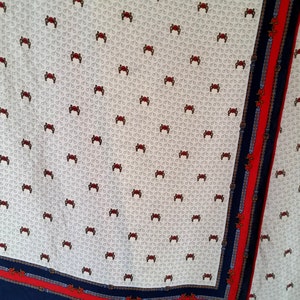 Vintage FRENCH HORSE RIDERS Silk Scarf of bridle and stirrup equestrian design.
