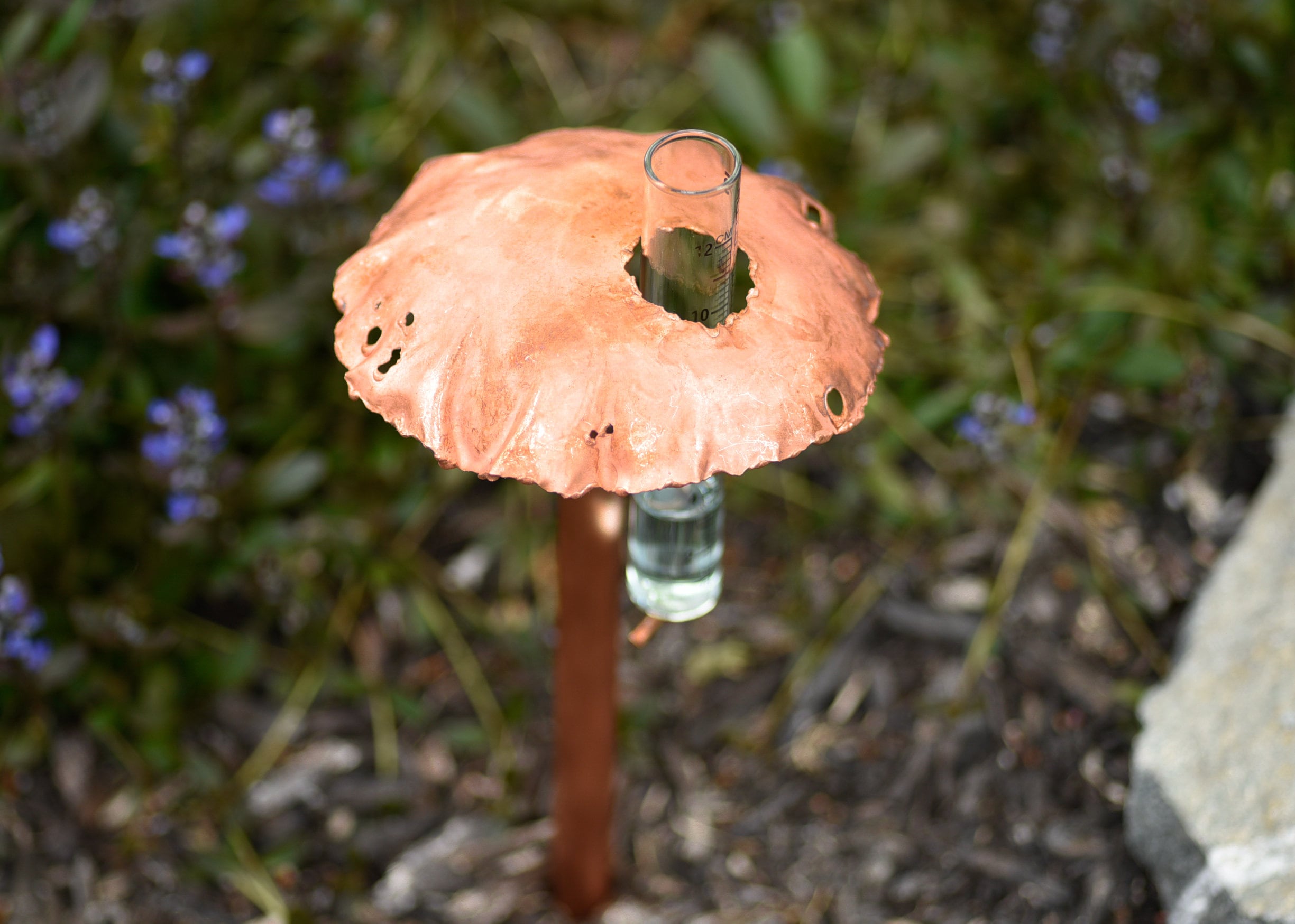 Copper Mushroom Rain Gauge