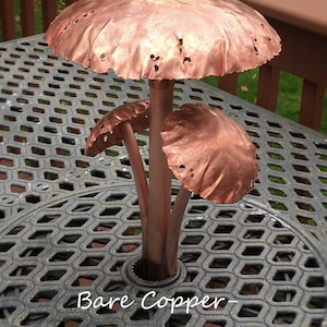 Copper LED Landscape Light with Three Mushroom Caps image 4