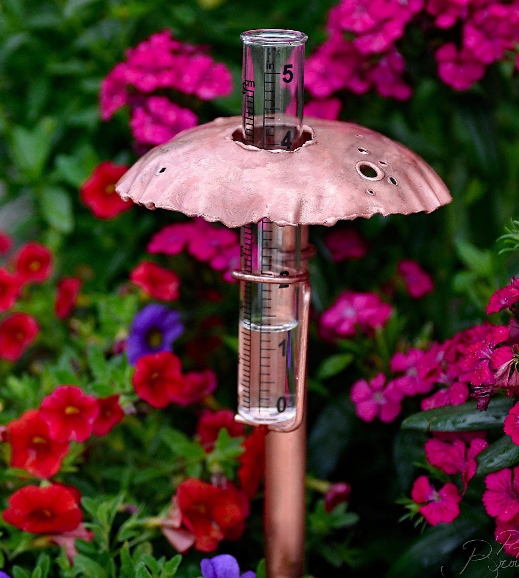 Copper Mushroom Rain Gauge