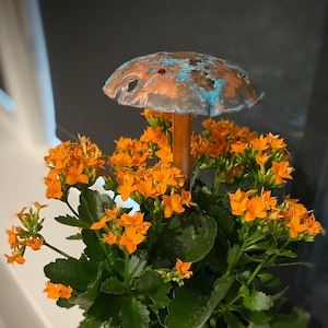Copper Mushroom Rain Gauge - Turquoise Patina