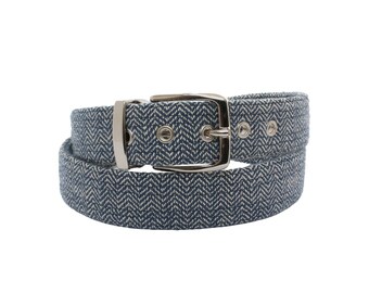 Organic Vegan Belt / eco friendly cruelty free blue fabric belt