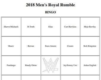 wwe bingo royal rumble 2018 men s women s matches 200 bingo cards print your own - fortnite bingo card generator 3x3