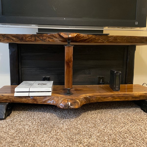 Walnut Live Edge Tv Stand Etsy