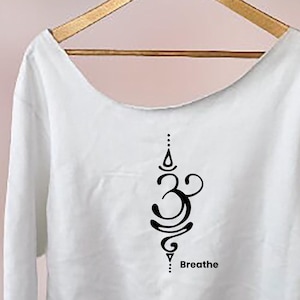 Breathe Off The Shoulder Sweatshirt, Kundalini Yoga Clothing, Slouchy Long Sleeve