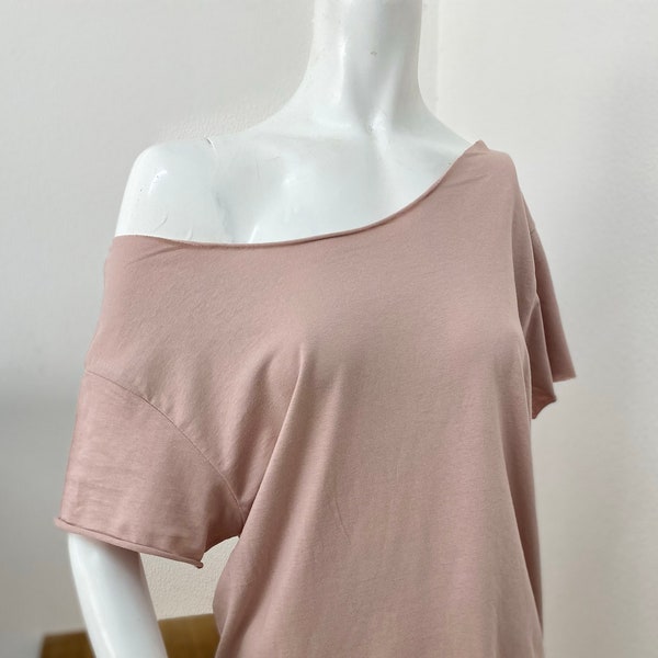 Off The Shoulder Slouchy Cotton T Shirt available in a variety of colours, wide neck shirts, Bare Shoulder Tops