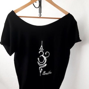 Breathe Off The Shoulder XS-3XL Slouchy Cotton Shirt, Breathe Symbol Shirt, Yoga Shirts, Summer Tops, Spiritual Shirts, Festival Shirts,