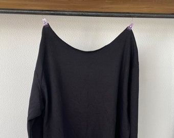 Sweat-shirt Black Off The Shoulder Slouchy, Sweat-shirt à épaule nue, Sweat-shirt à col large, Sweat-shirt à épaule froide, Plus de couleurs disponibles