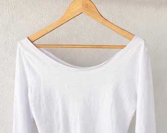 Weg von der Schulter Baumwolle Langarm T-Shirt