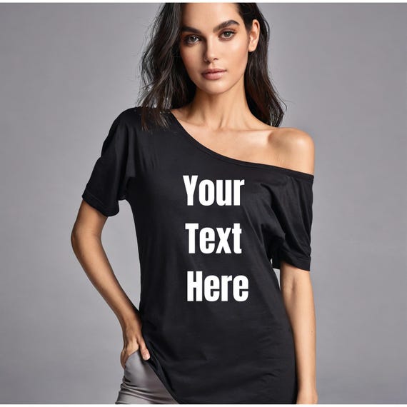 【Anyone more】Kero Off Shoulder T-shirt Personalised off the Shoulder T Shirt, Custom Text off the