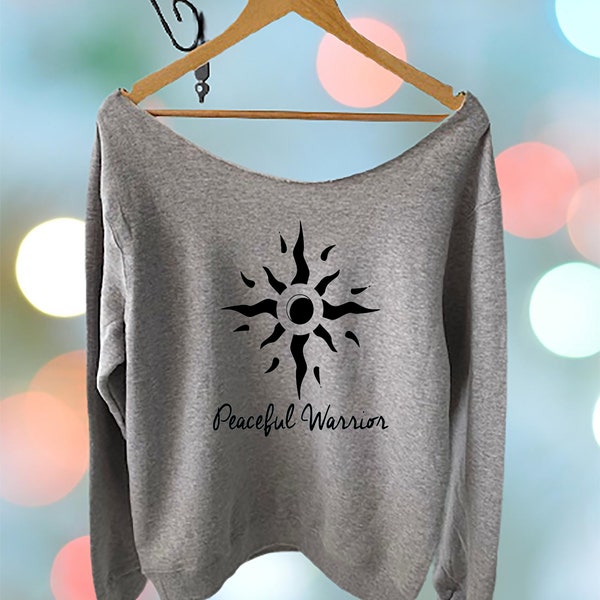 Peaceful Warrior Off The Shoulder Slouchy Sudadera algodón y poliéster