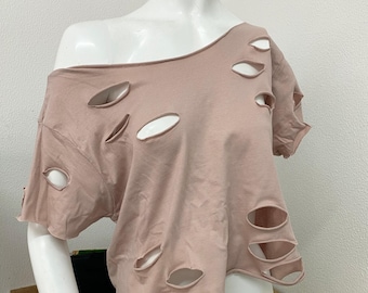 Geschlitzt Distressed Crop Top