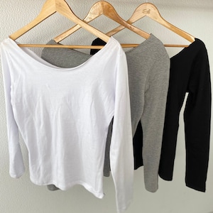 Off The Shoulder Long Sleeve Cotton Slouchy Shirt