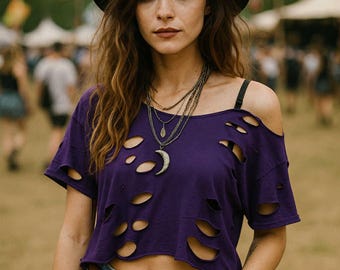 Geschlitzt Distressed Crop Top