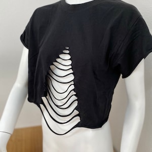 Slashed Front Crop Top, Sexy Crop Top, Dance Top, Gym Shirt, Yoga Shirts, Fitness and Workout Crop Top, Festival Clothing, Alternative