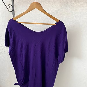 Purple Off The Shoulder Shirt, Cotton Slouchy Shirt, 19 colors available