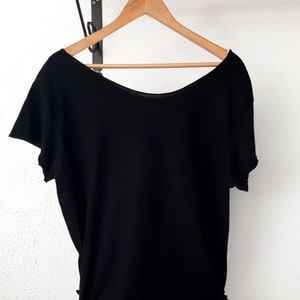 Black Off The Shoulder Slouchy Cotton Shirt XS-2XL Summer Shirt, Women's Top, Slouchy Yoga Tops, Gym Shirts, Loose Fitted Top, Lounge Wear