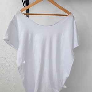 White Off The Shoulder Cotton Slouchy Shirt XS-3XL Yoga Shirts Summer Tops Festival Shirts, Boho Hippie Shirts Kundalini Yoga Clothing