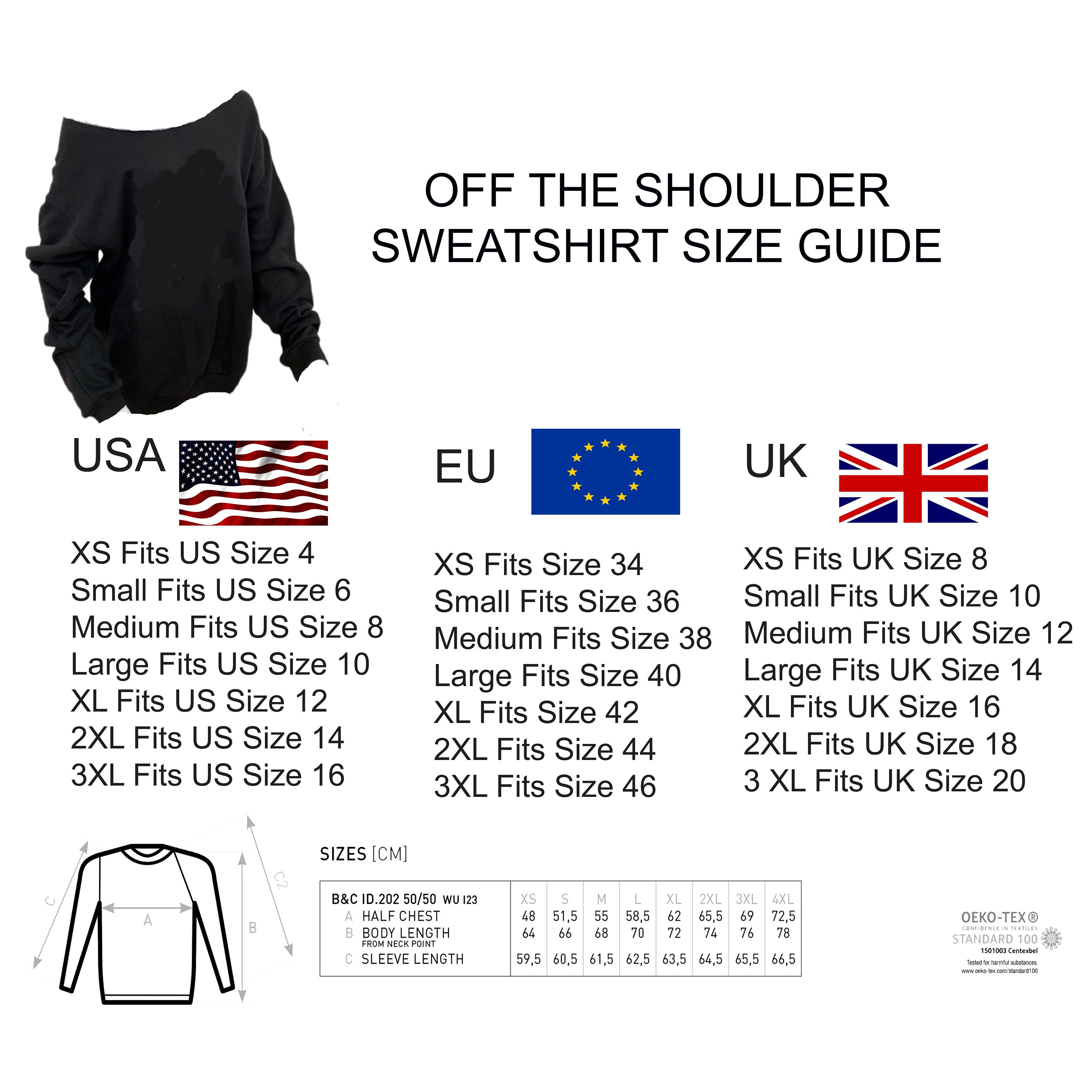 Off the Shoulder Sweatshirt, Slouchy Sweatshirt, XS to 3XL 