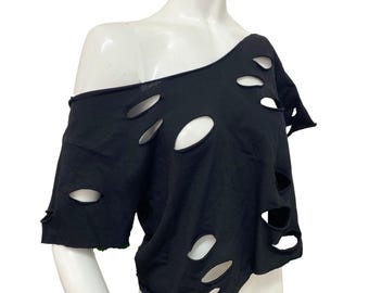 Geschlitzt Distressed Crop Top