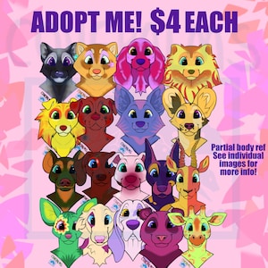 Animal Adopts! Partial body animal reference, head shot, dog, wolf, hyena, canine