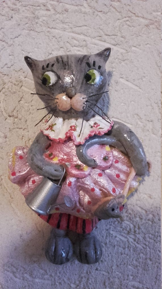 Chat Habille En Pate A Sel Etsy