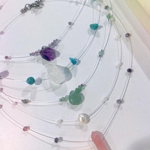 Turquoise Invisible necklace / floating gemstone necklace / illusion necklace / turquoise necklace / crystal necklace / invisible necklace