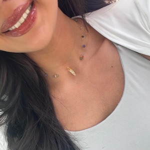 Citrine  floating necklace / multi gemstone necklace / illusion necklace / gift for her  / crystal necklace  / invisible necklace/