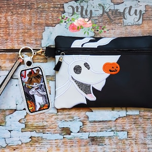 Bolsa con cremallera para perros fantasma, embrague de Halloween, bolso, tote, bolsa de Navidad, bolsa de maquillaje,