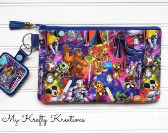 Space Themed Zipper Bag, Space Clutch, Pencil Bag, Change Purse, Fish Extender Gift, Character Bag