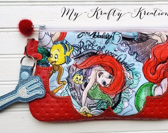 Mermaid Zipper Bag, Mermaid Purse, Mermaid Make Up Bag, Mermaid Change Purse with Dinglehopper