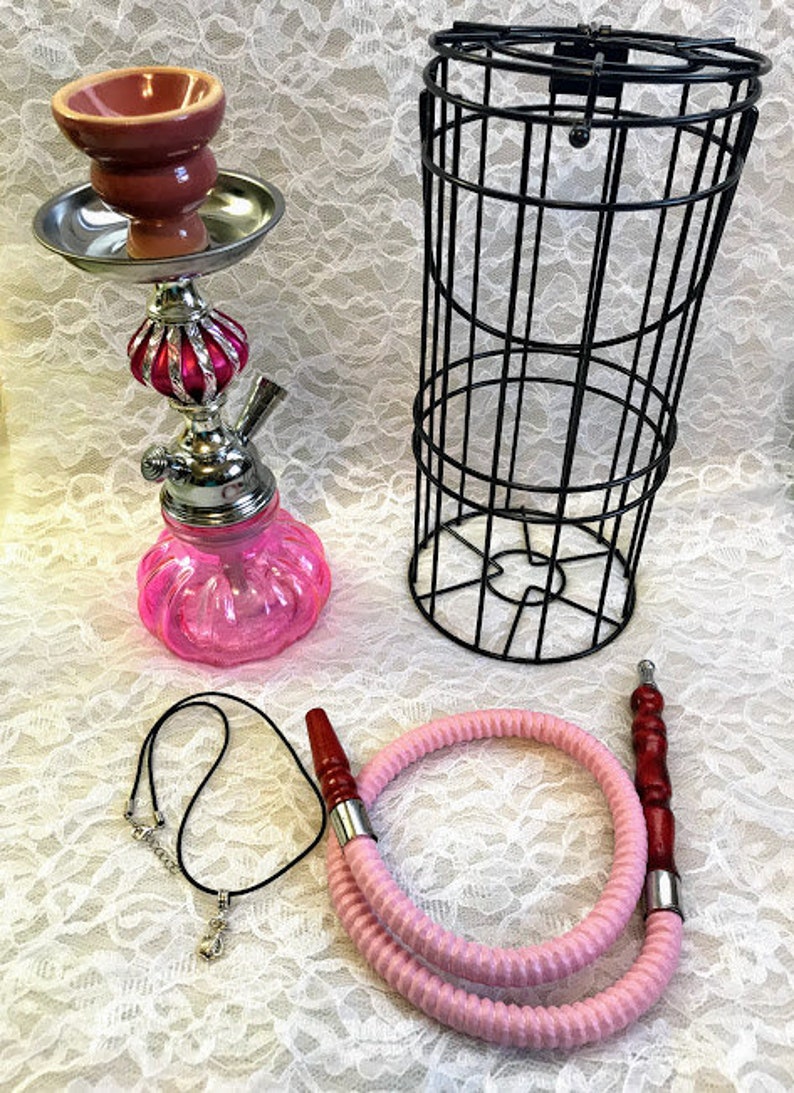 Hookahs Set Glass Hand Crafted Hookahs With Cage And Free Black