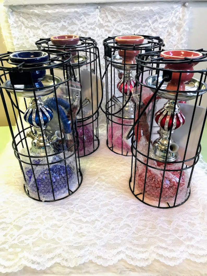 Hookahs Set Glass Hand Crafted Hookahs With Cage And Free Black