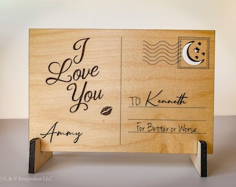 I Love You Wooden Postcard 4"x6" | Wood Postcard | Wedding Postcard