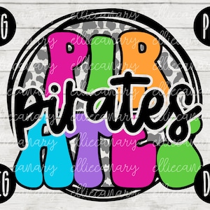 Go Pirates Mascot SVG School Spirit Teacher Team svg png jpeg dxf Vinilo Corte Archivo Mamá Papá Otoño Escuela Fútbol Béisbol Retro Leopard Circle
