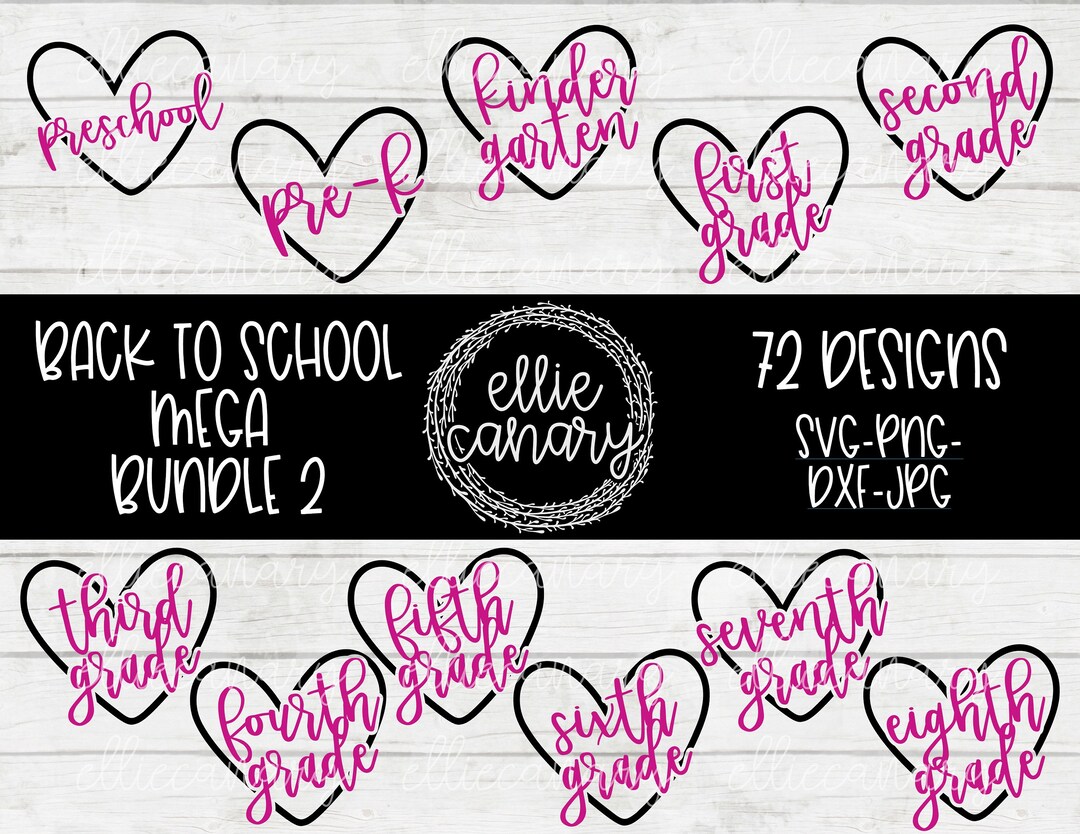 Mega Back to School Bundle 2 // 72 Designs Svg Png Jpeg Dxf ...