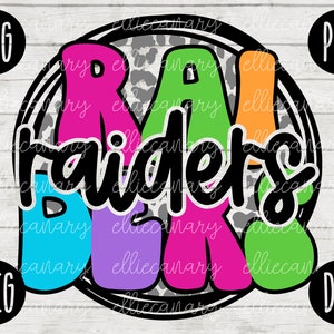 Go Raiders Mascota SVG Escuela Espíritu Maestro Equipo svg png jpeg dxf Vinilo Corte Archivo Mamá Papá Otoño Escuela Fútbol Béisbol Retro Leopard Circle